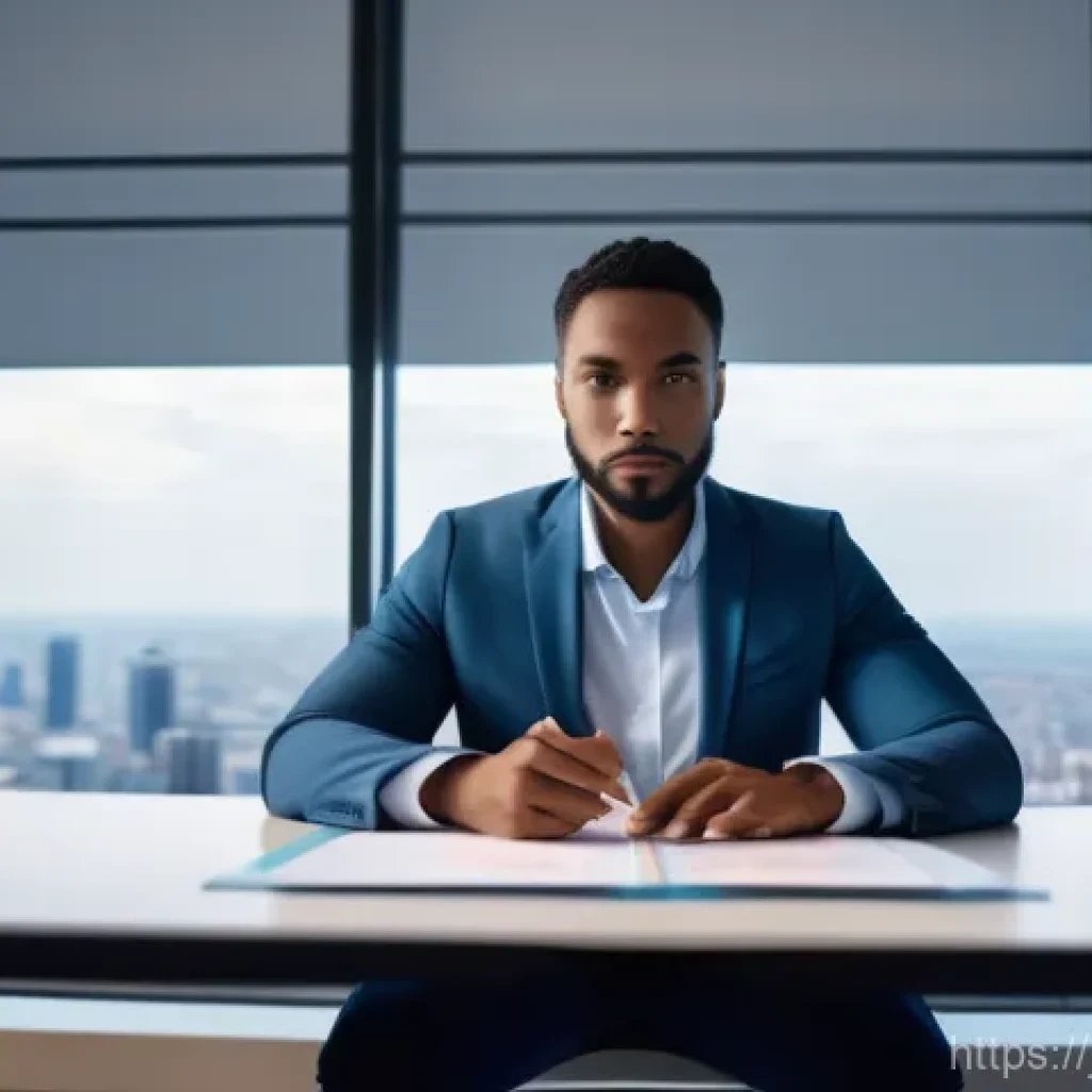 정보처리 자격증 취득 후 이직과 경력 관리 팁 - A determined and focused professional (male or female, diverse) in smart business casual attire, sea...