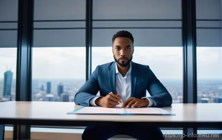 정보처리 자격증 취득 후 이직과 경력 관리 팁 - A determined and focused professional (male or female, diverse) in smart business casual attire, sea...