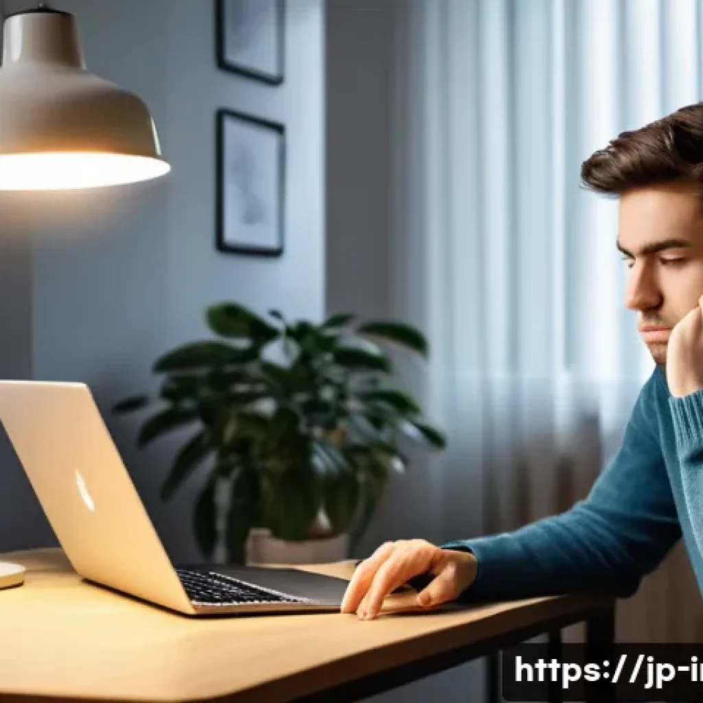 정보처리 실무에서 경험한 네트워크 문제 해결 - **Prompt:** A young adult, either male or female, sitting at a desk in a cozy, well-lit home office....
