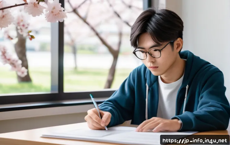 정보처리 실기 시험의 효율적인 시간 관리법 - A calm Japanese young adult student sitting at a clean desk in a bright, modern study room, wearing ...